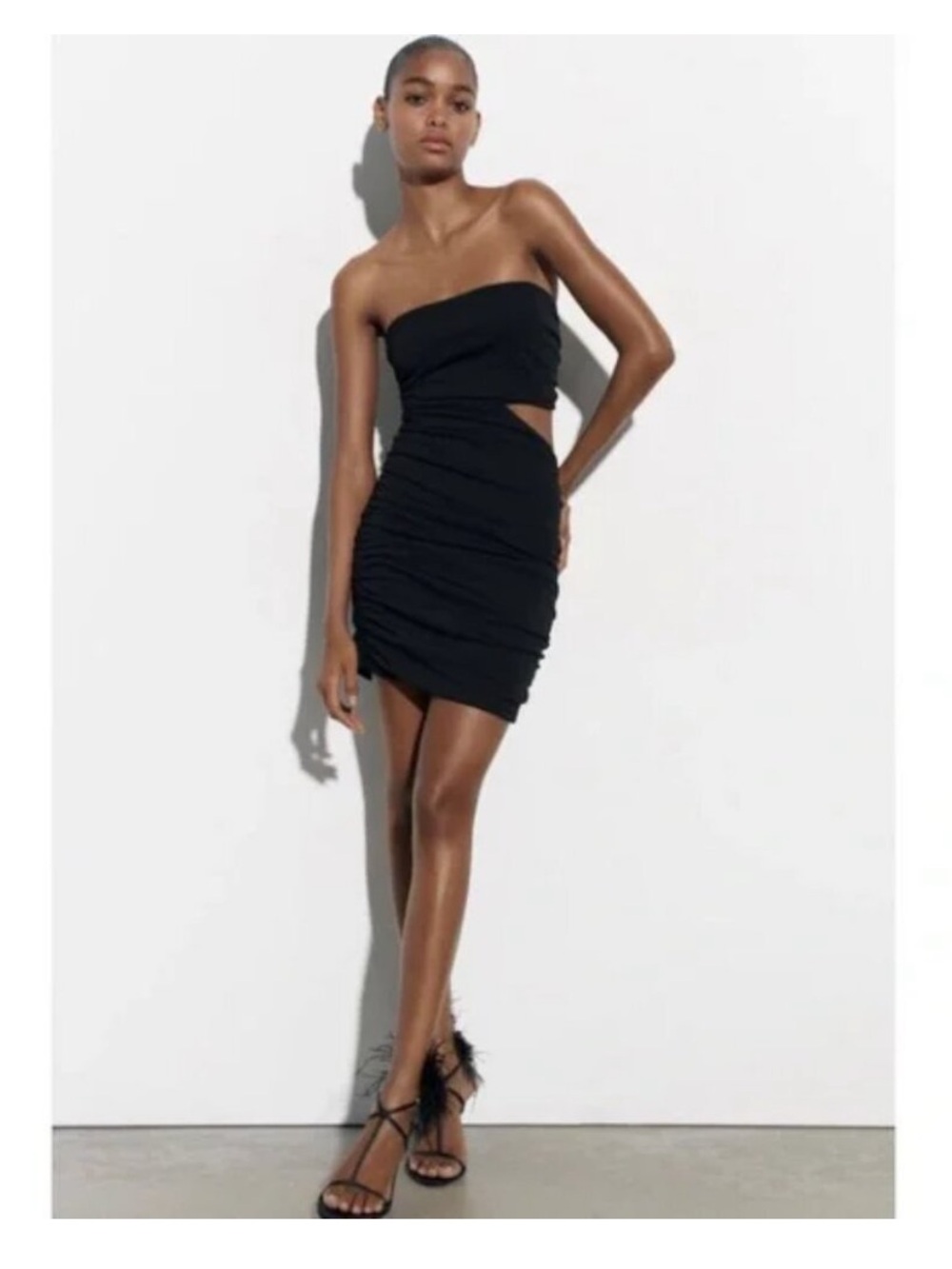 Zara Black Strapless Dress with Side Cutout